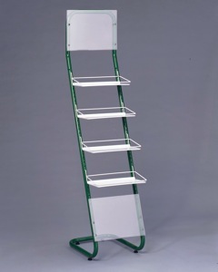 tubular merchandiser metal shelves signage store fixture display perfume candy snacks toys coffee