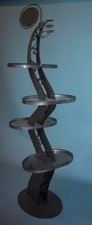 custom metal display fixture scroll wire wine floor retail