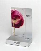 perfume display counter metal aluminum bottle glorifier