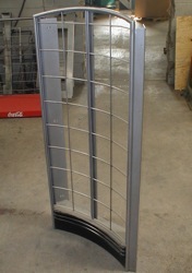 curved wire sheet metal grid clothing store fixture 