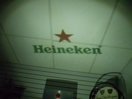 view of projection close up logo light projector beer soda liquor 