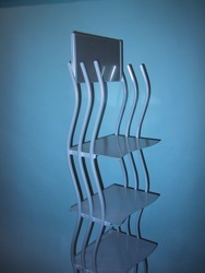 curved tube sheet metal floor display liquor rack 
